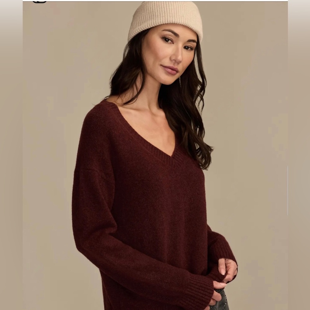 Lucky Brand Women's V-Neck Sweater - Deep Burgundy